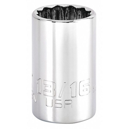 1/2 in Drive, Triple Square SAE Socket, 12 Points,  Steel, Chrome, 13/16 in