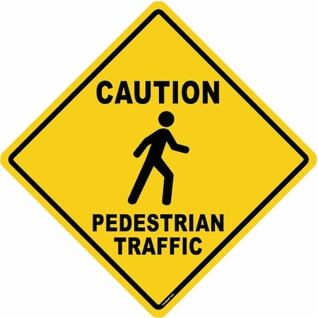 Anti-Slip Floor Sign, 17 in H, 17 in W, Vinyl, Diamond, English, FS-DIAM-503