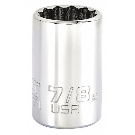 1/2 in Drive, Triple Square SAE Socket, 12 Points,  Steel, Chrome, 7/8 in