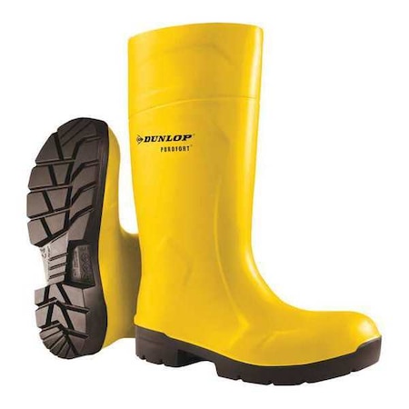 Unisex Dunlop Tall Rubber Boots, Steel Toe, 15" Height, Yellow, 11