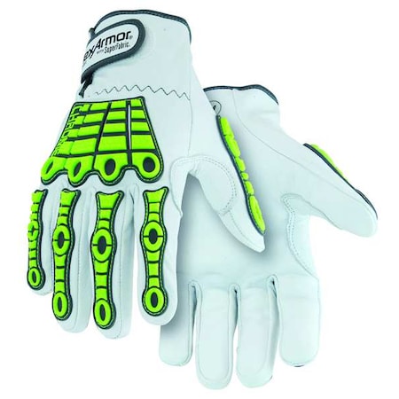 Hi-Vis Cut Resistant Impact Gloves, Cut Level A8 ,Uncoated ,None ,L 1 PR