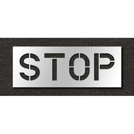 Pavement Stencil, Message, Stop, 12 in Character Height, Highway Gothic Font, Polyethylene, Clear