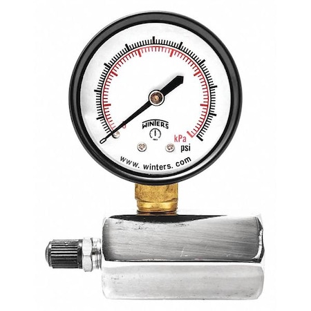 Gas Test Gauge, 0 to 160 psi, 2 in Dial, 3/4 in NPT, Bottom Location, Steel Case Material