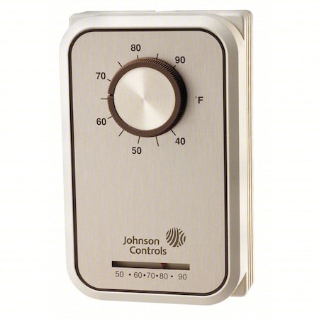 Line Voltage Thermostat, Heat Only, 40 to 65F, Exposed Dial, 24 to 277V AC, 1H