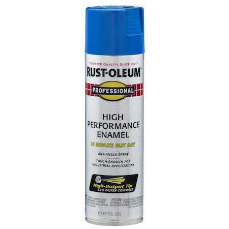 Rust Preventative Spray Paint, Safety Blue, Gloss, Solvent, 15 Oz