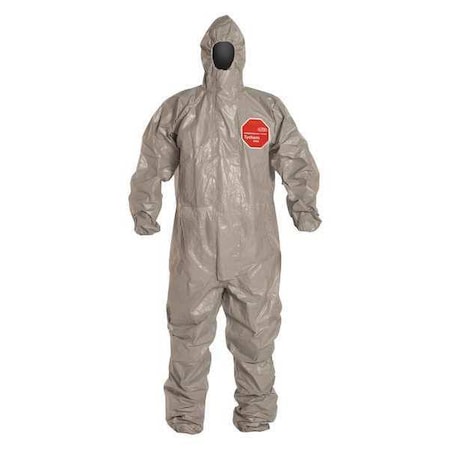 Coverall. Respirator Fit Hood. Elastic Wrists and Ankles. Double Storm Flap. Gray. 4X