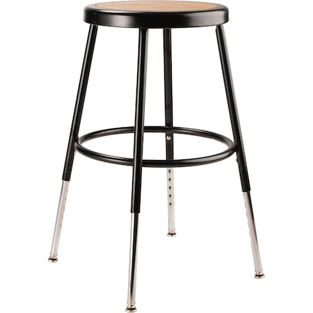 Round Stool, Height Range 19" to 27", Masonite Board Black