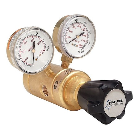 High Purity Gas Regulator, Argon, Carbon Dioxide, Helium, Neon, Nitrogen, Oxygen, 1/2 in Inlet
