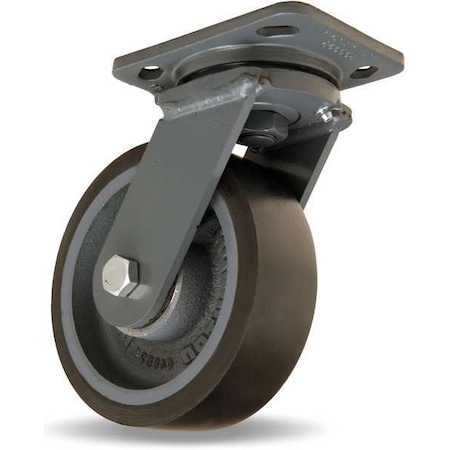 Plate Caster,Swivel,Poly,6 in.,1560 lb.,Blk,B