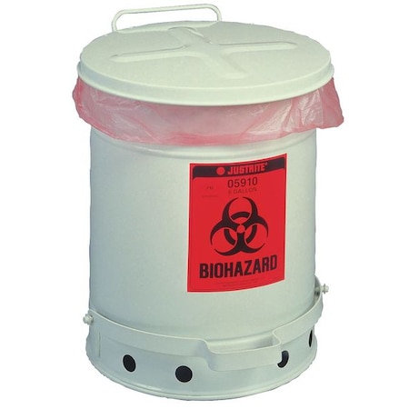Biohazard Waste Container,Silver,Steel