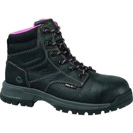 Women's 6-Inch Work Boot, 10, Composite Toe, 6 in H, Black, W10181