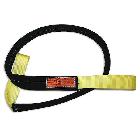 Synthetic Web Sling, Type 3, 6 ft L, 2 in W, Nylon, Yellow/Black