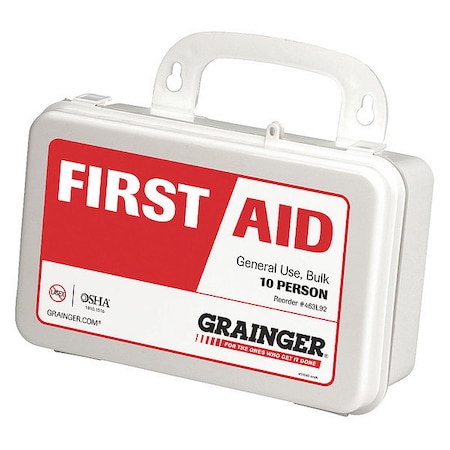 First Aid Kit and Housing, Plastic 63 Components, 10 People Served