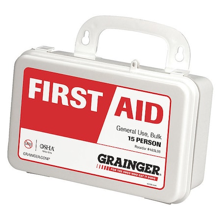 First Aid Kit and Housing, Plastic 59 Components, 15 People Served