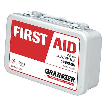 First Aid Kit and Housing, Metal 61 Components, 5 People Served