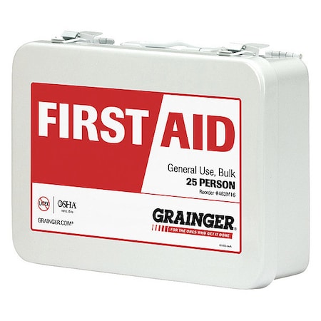 First Aid Kit and Housing, Metal 86 Components, 25 People Served