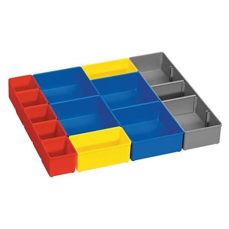 Gray, Red Plastic Storage Box Bin Cups, 14 1/2 in L, 11 in W, 6 3/4 in H