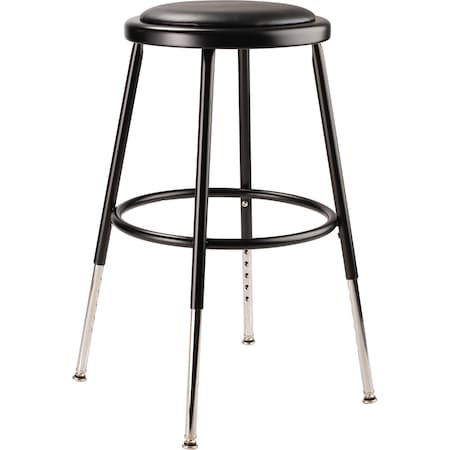Adjustable Stool, Steel, Vinyl, Black, Number of Casters: 4