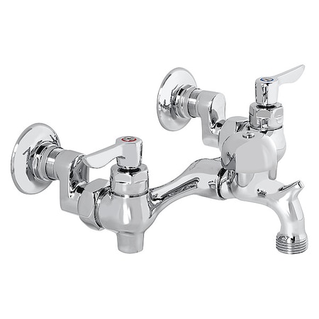 Lever Handle Straight Service Sink Faucet, 6" to 10" Mount, Chrome 2 Hole