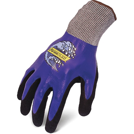 Coated Glove, Nitrile, Sandy, Palm and Fingers, Not Rated Abrasion Level, Black/Blue/Gray, L (9)