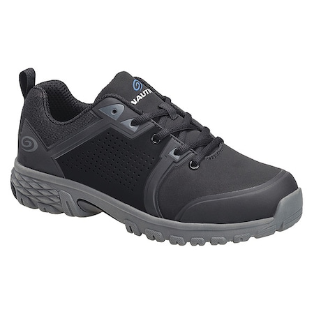 Men's Athletic Shoe, Alloy Toe, Leather, Microfiber Upper, EVA Outsole, Lace Up, Black, 8 1/2 M