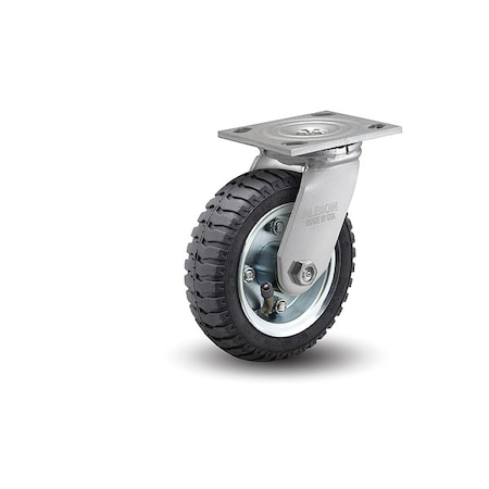 8" X 2" Rubber Pneumatic Swivel Caster, No Brake, Loads Up To 210 lb