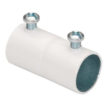 EMT Coupling, 1-1/4 in, Set Screw, Steel, Painted, White
