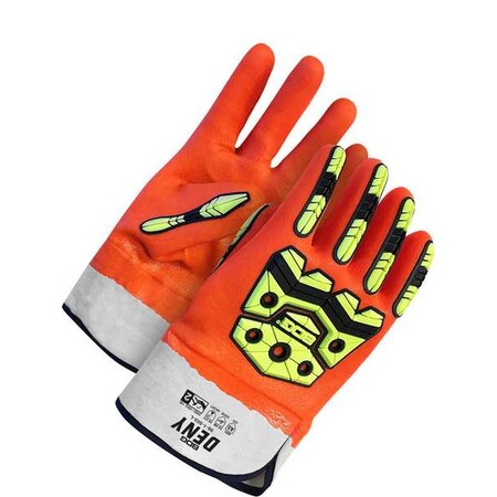 Chemical Resistant Gloves, Full, Orange, Yellow, L, 1 PR