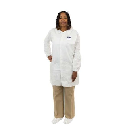 MicroGuard MP Disposable Microporous Lab Coat, Microporous Fabric, Snaps Closure, White, M, 30 PK