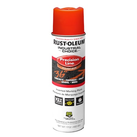 Precision Line Marking Paint, Inverted, Alert Orange, 20 oz