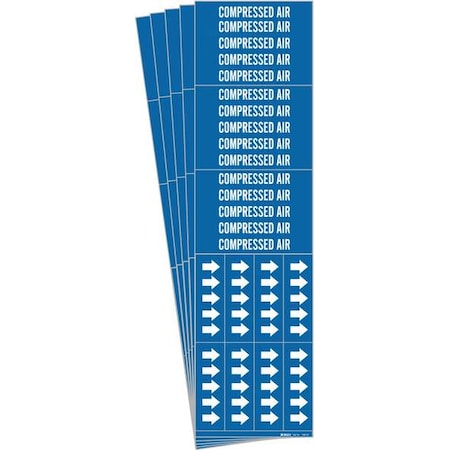 Pipe Marker,White,Compressed Air,PK5, 7060-3C-PK