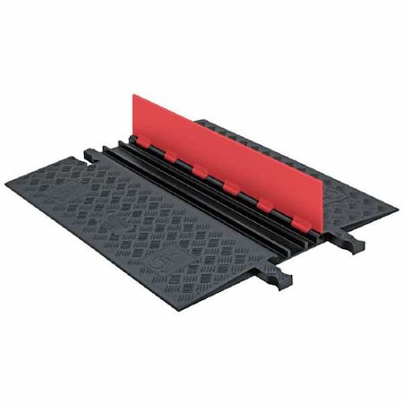 Cable Protector, 1-1/4 in H, 39-3/4 in L, 30-3/8 in W, 3 Channel, Polyurethane, Black, Orange