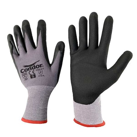 Coated Gloves, Nitrile, Sandy, Palm, 4 Abrasion Level, Black/Gray, L (9) 1 PR