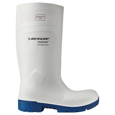 Unisex Tall Rubber Boots, Steel Toe, Blue, White, 9