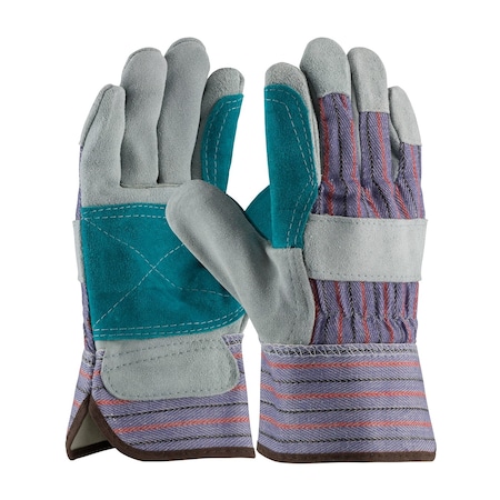 Leather Gloves, Cowhide, Safety Cuff, Wing Thumb, Full Finger, Blue, L, 12 PK