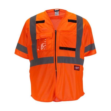 Class 3 High Visibility Orange Safety Vest - Small/Medium