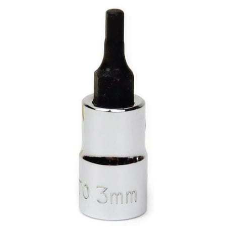 1/4" Dr, 5mm Size, Metric Hex Bit Socket, 6-Points