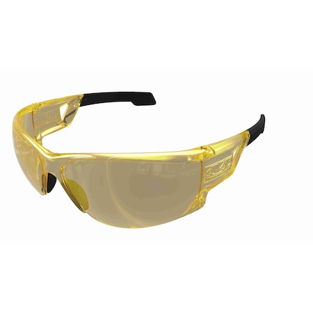 Type-N, Safety Glasses, Anti-Fog & Anti-Scratch, Amber Lens, Gold Frame, Full-Frame