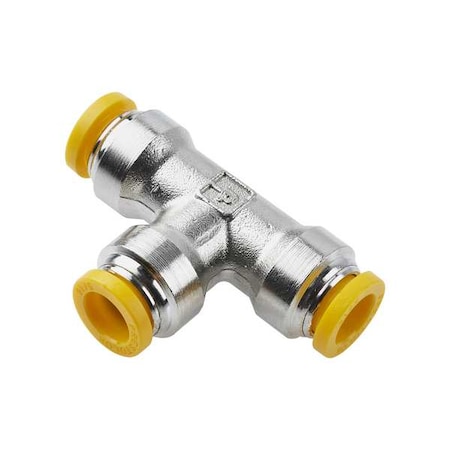 Metric Metal Push-to-Connect Fitting, Brass, Silver