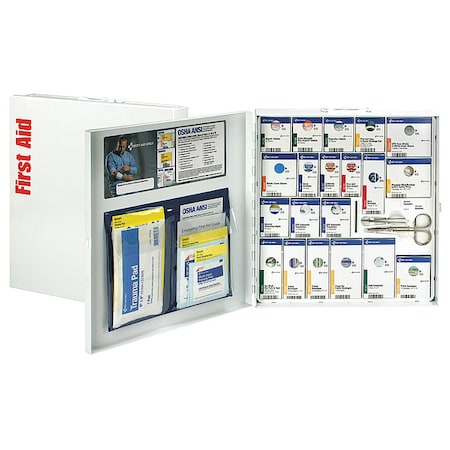 First Aid Kit and Housing, Metal Cabinet, 242 Components, 100 People Served