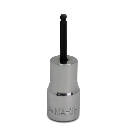 1/4" Dr, 1/8" Size, SAE Ball Hex Bit Socket, 6 Pts