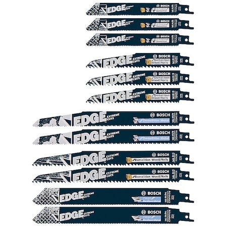 6 and 9 in Reciprocating Saw Blade Set, BOSCH, 12 PK