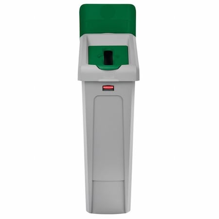 23 gal Rectangular Recycling Station, Flat with Top Opening, Green, 1 Openings