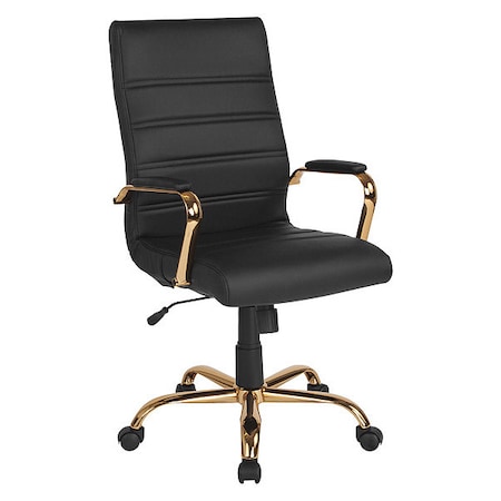 Black Leather Gold Frame High Back Chair