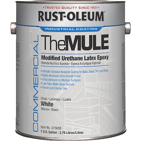 Epoxy Coating, Gloss, Water Base, White, 1 gal