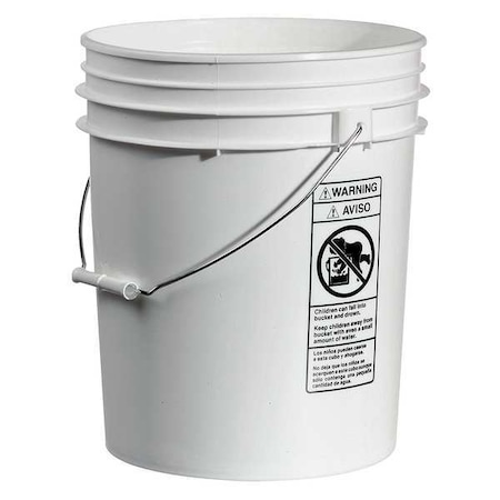 Pail,Open Head,Round,5 gal,HDPE,Wht,PK10