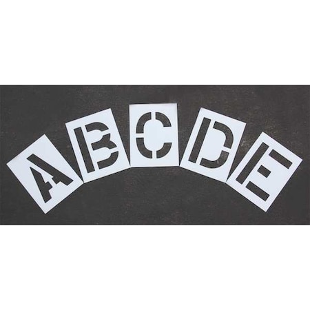 Pavement Stencil, Letter Set, A Thru Z, Blanks, 12 in Character Height, Highway Gothic Font, Clear