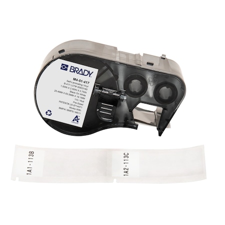 Wraparound Label, White, Vinyl, 1 in W