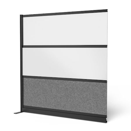 Modular Wall Room Divider System, Black Frame, 70in. x 70in. Add-On Wall - Wide Paneling