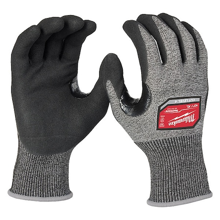 Knit Gloves, Cut Level A4 ,Dipped ,Nitrile ,Rough ,X-Large 1 PR